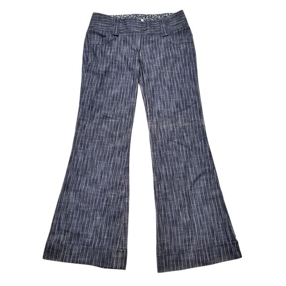 Y2k Vintage Charlotte Russe Flare Pinstripe Low Rise Pants - Size 7 - Picture 1 of 6